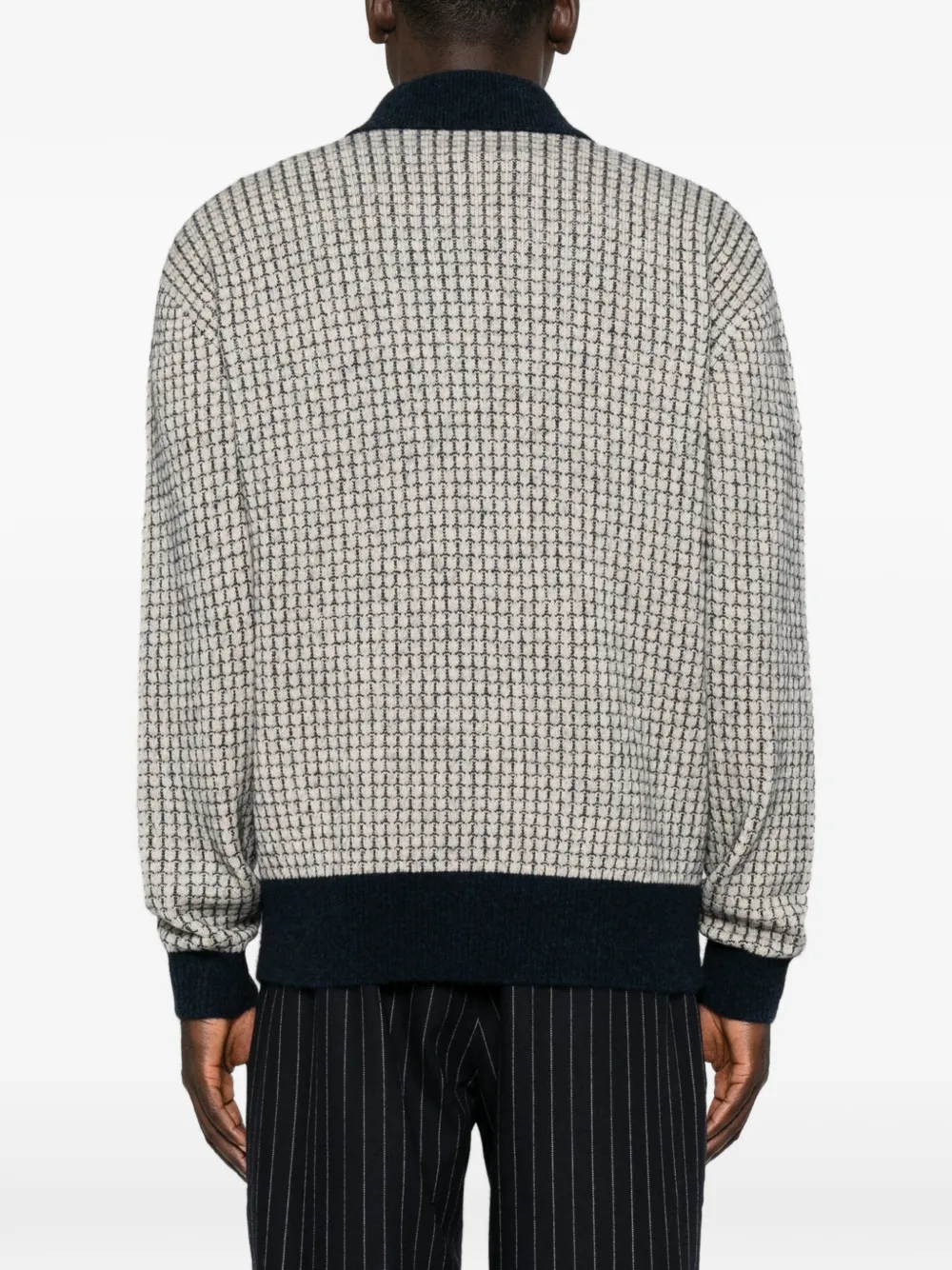 Drôle De Monsieur Wafelgebreid vest met logo-patch Beige