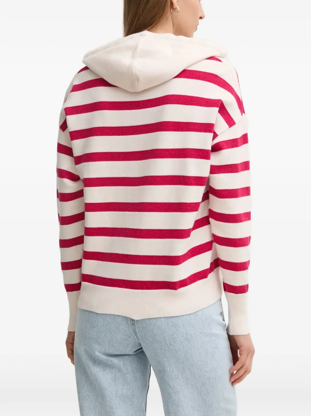Morgan Gestreepte hoodie met V-hals Beige