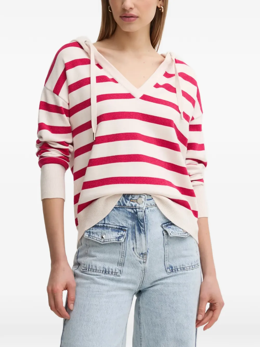 Morgan striped V-neck hoodie