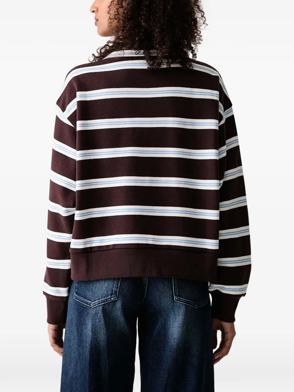 Marc O'Polo Gestreepte polotop met kwartrits Bruin