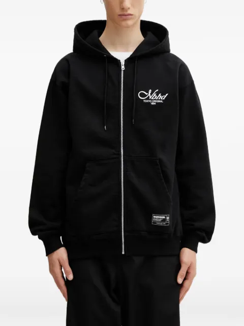 Neighborhood logo-print zip-up hoodie