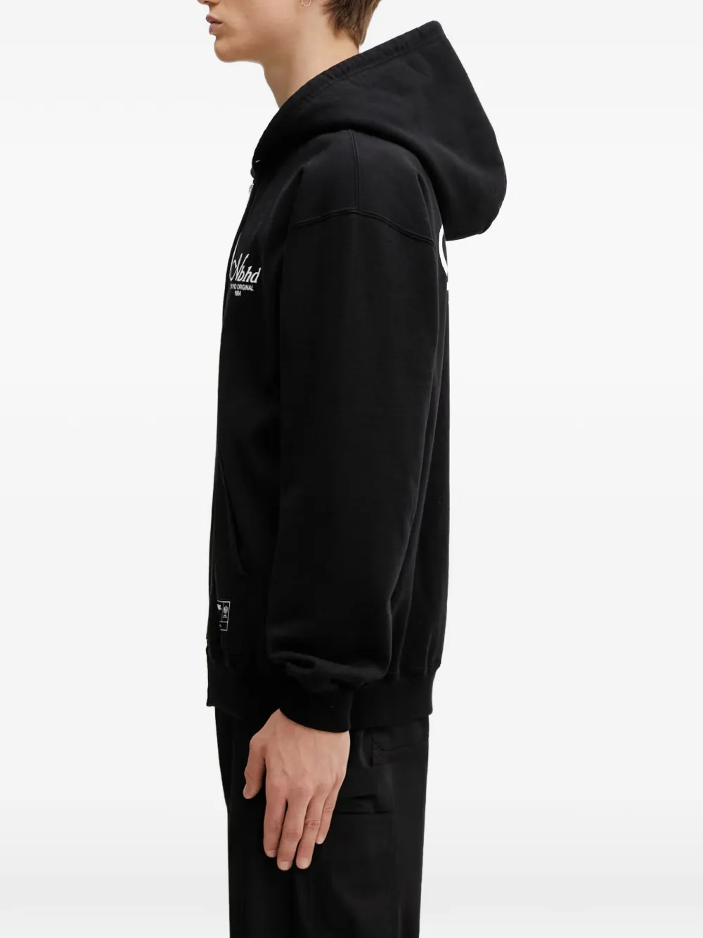 Neighborhood Hoodie met logoprint en rits Zwart