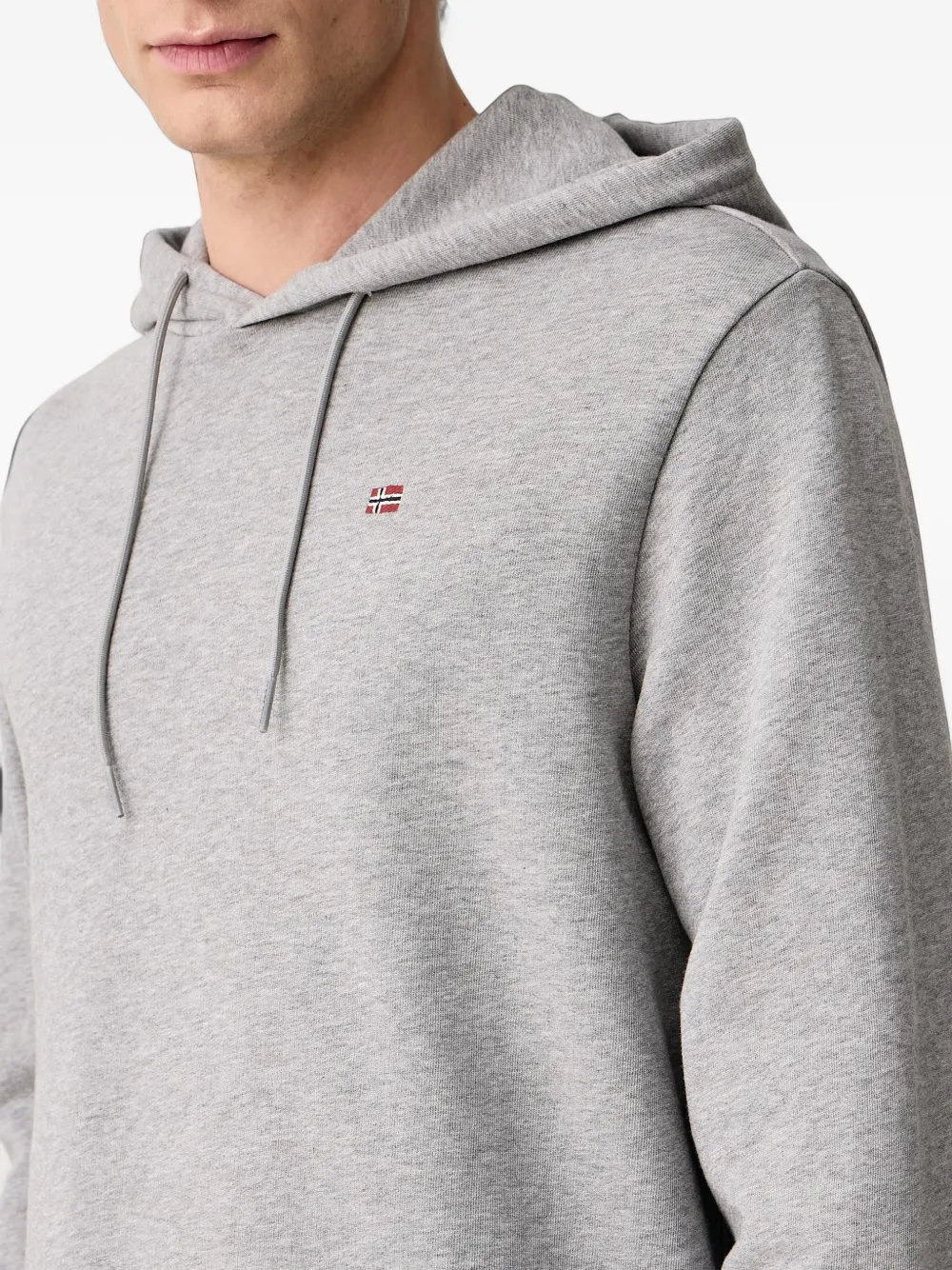 Napapijri logo-embroidered drawstring hoodie Grijs