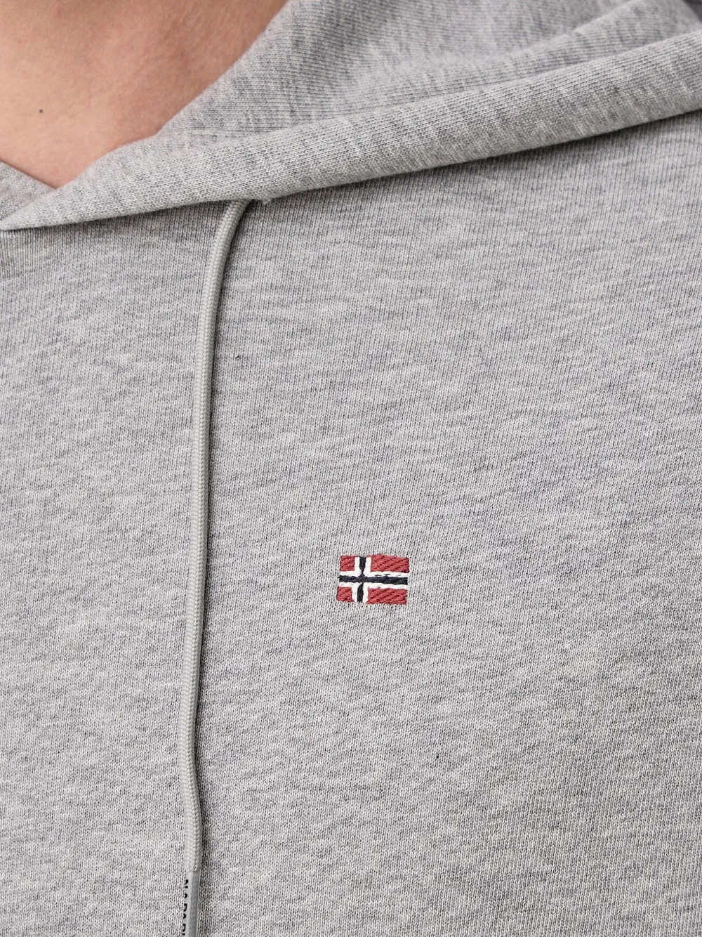 Napapijri logo-embroidered drawstring hoodie Grijs