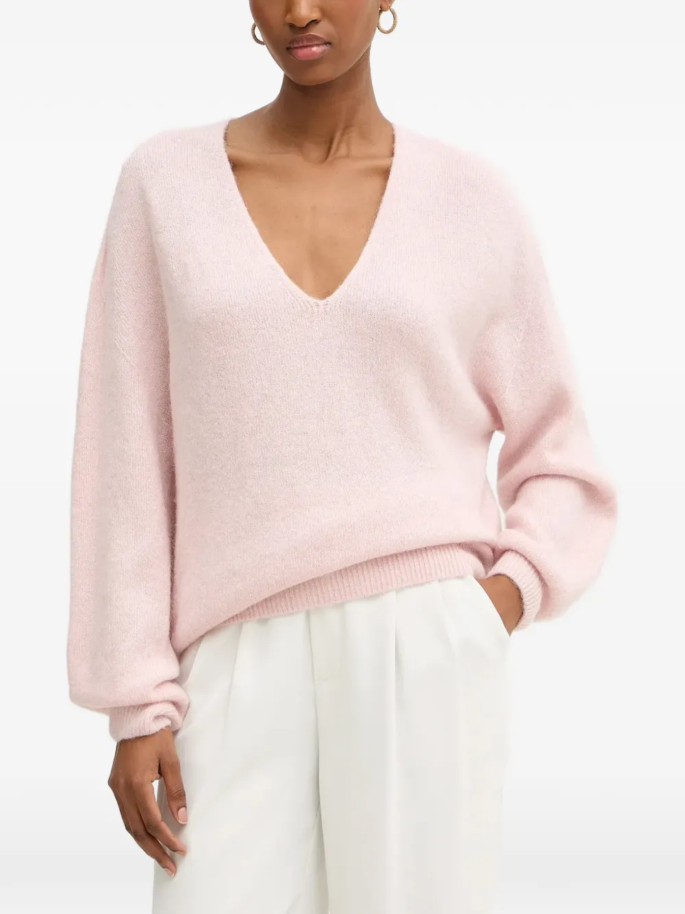 Morgan V-neck relaxed-fit sweater - Rosa