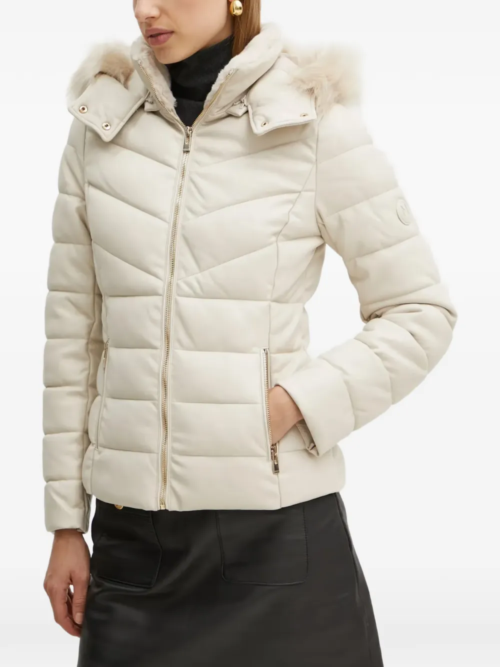 Morgan faux-fur trim quilted jacket - Bianco