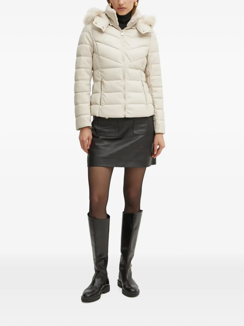 Morgan Jas met afwerking van imitatiebont Wit