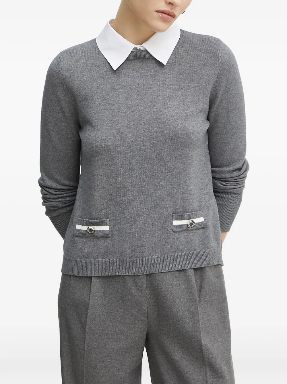 Morgan contrast-collar sweater