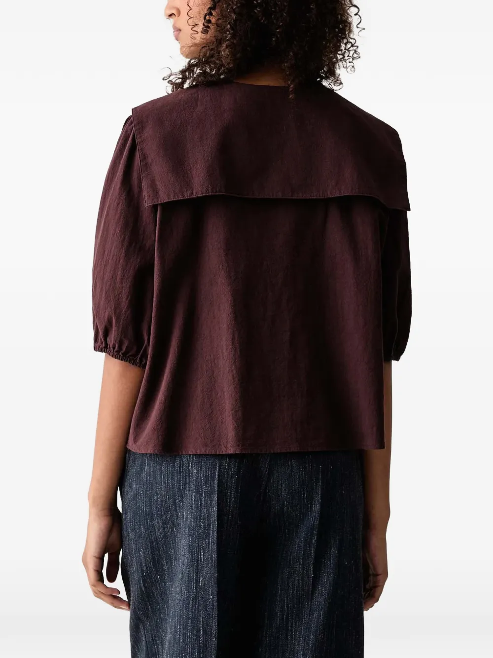 Marc O'Polo Blouse met matrozenkraag en strik aan de voorkant Paars