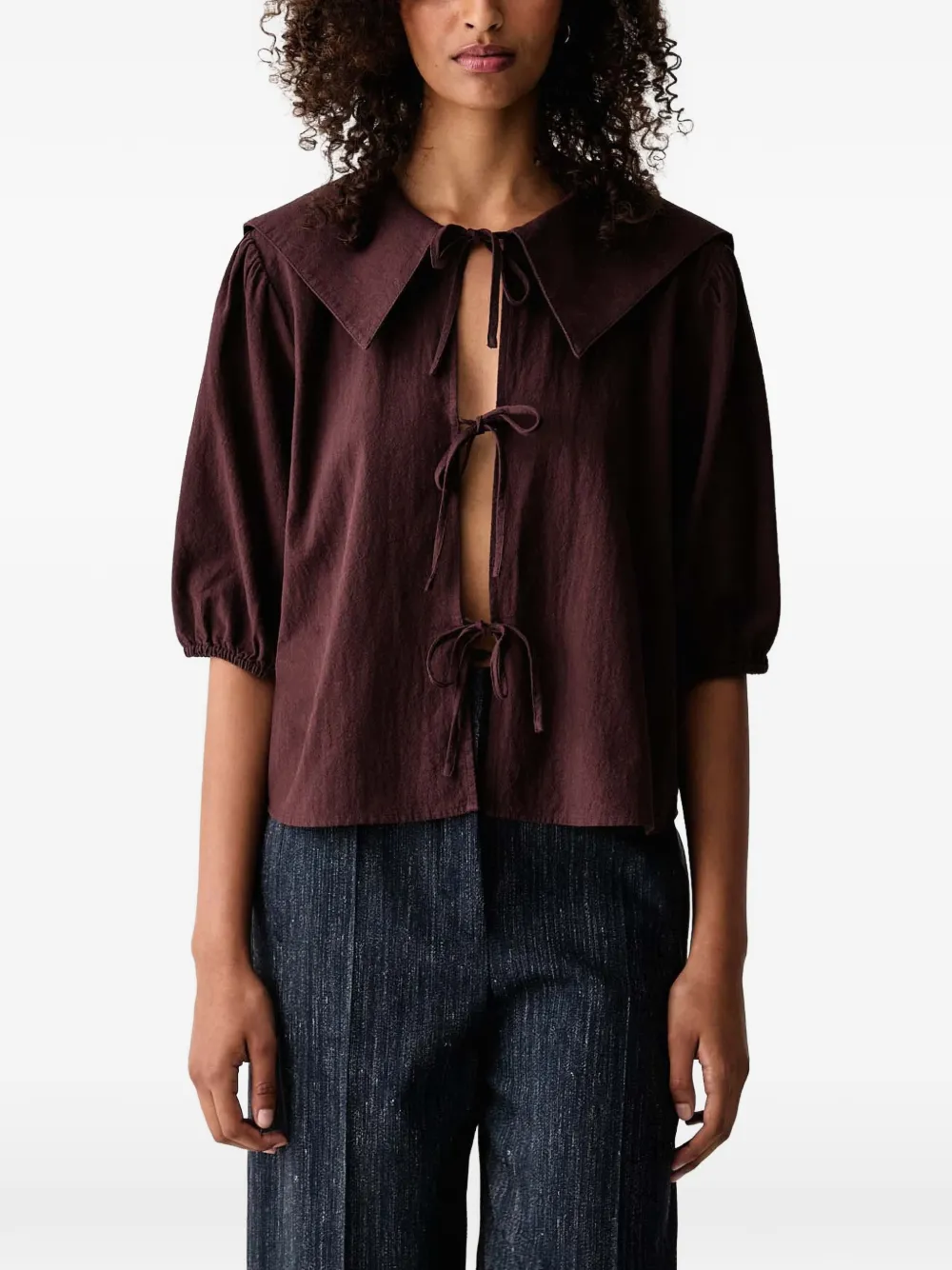 Marc O'Polo sailor-collar front-tie blouse - Viola