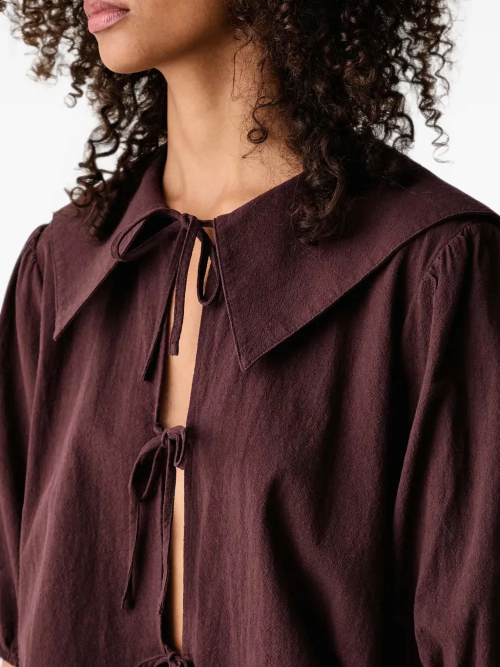 Marc O'Polo Blouse met matrozenkraag en strik aan de voorkant Paars