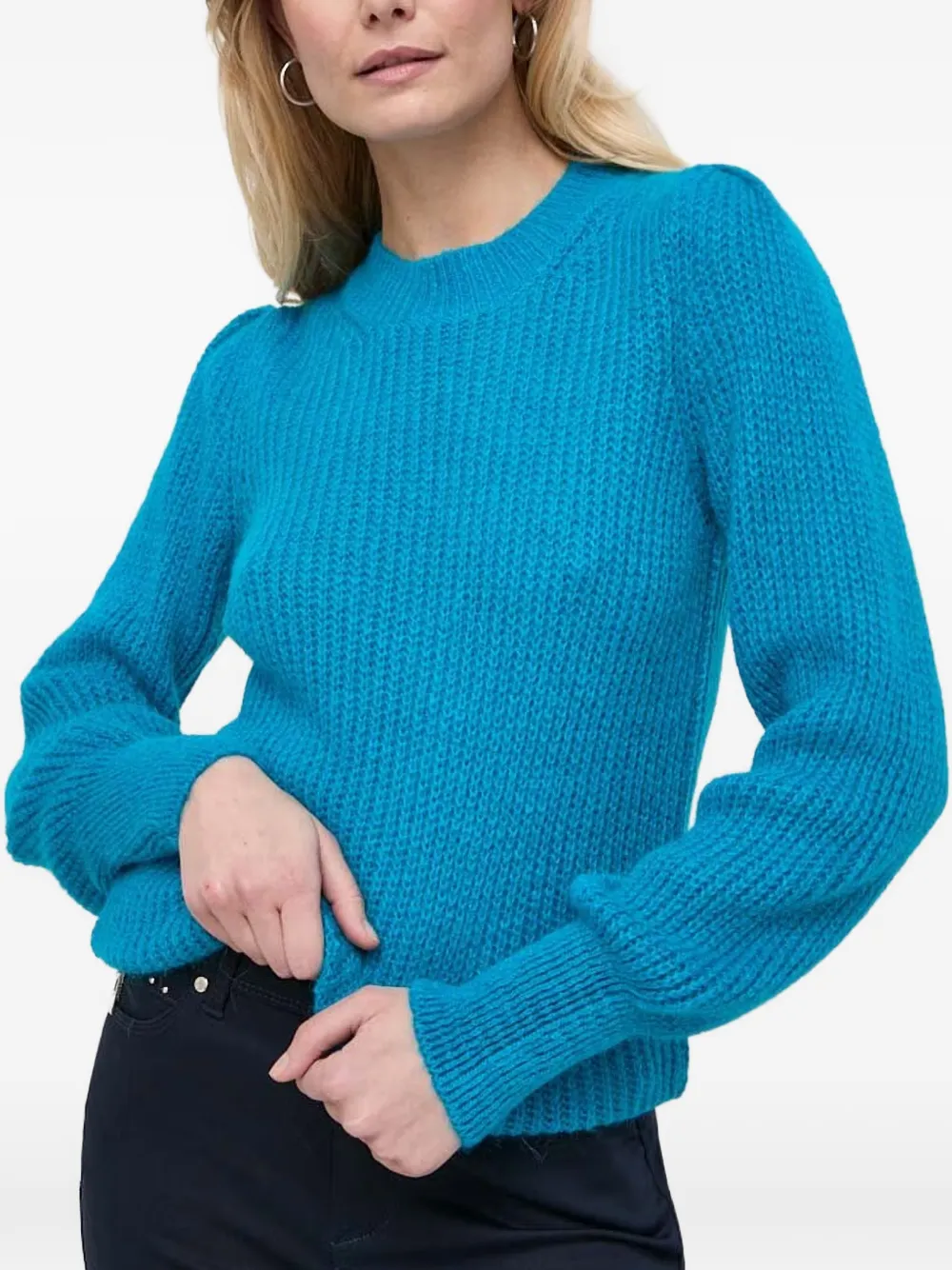 Morgan Mine ribbed-knit puff-sleeve sweater