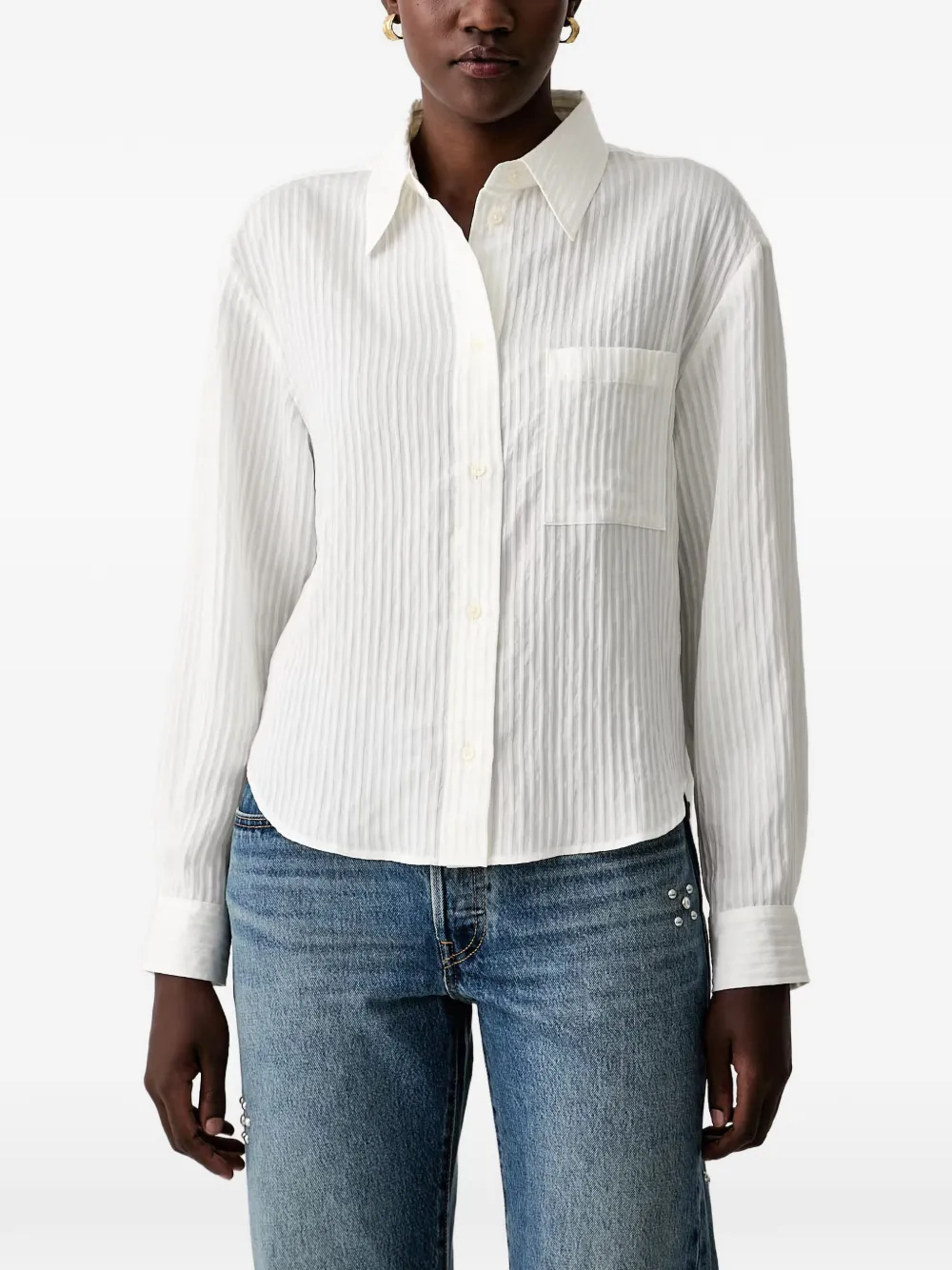 Marc O'Polo striped chest-pocket shirt - Weiß