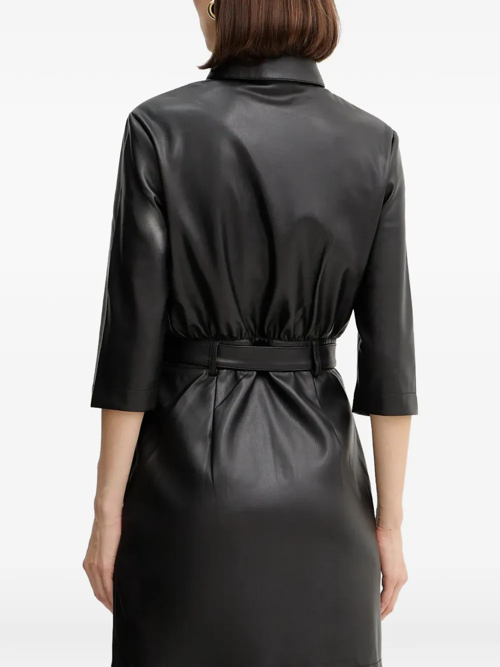 Morgan Button-up mini-jurk met ceintuur Zwart