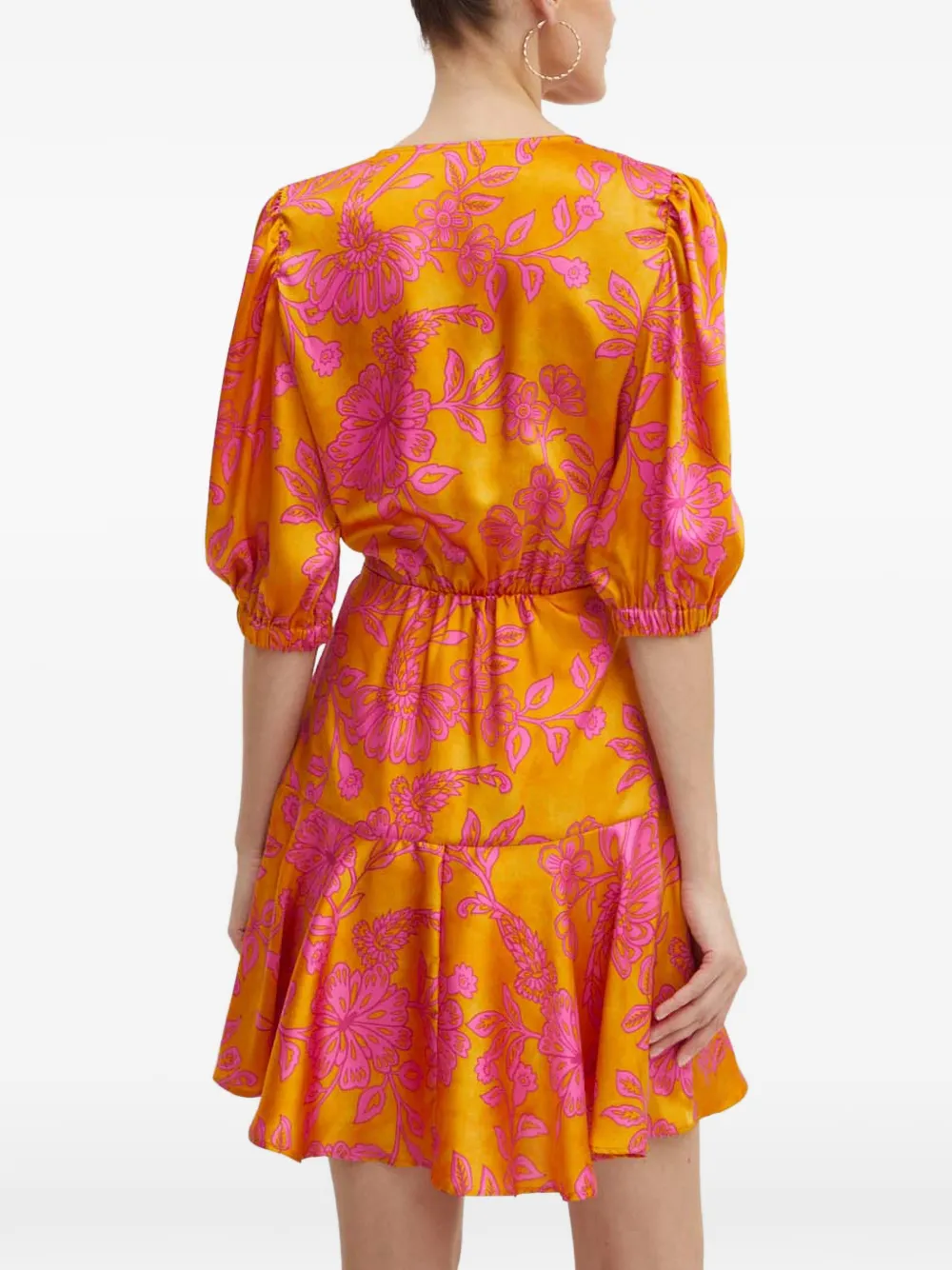 Morgan Ralba.f mini-jurk met bloemenprint en ruches Oranje
