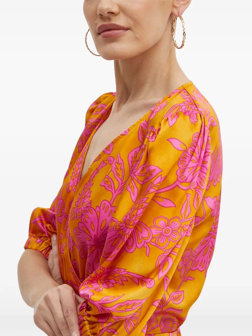 Morgan Ralba.f mini-jurk met bloemenprint en ruches Oranje