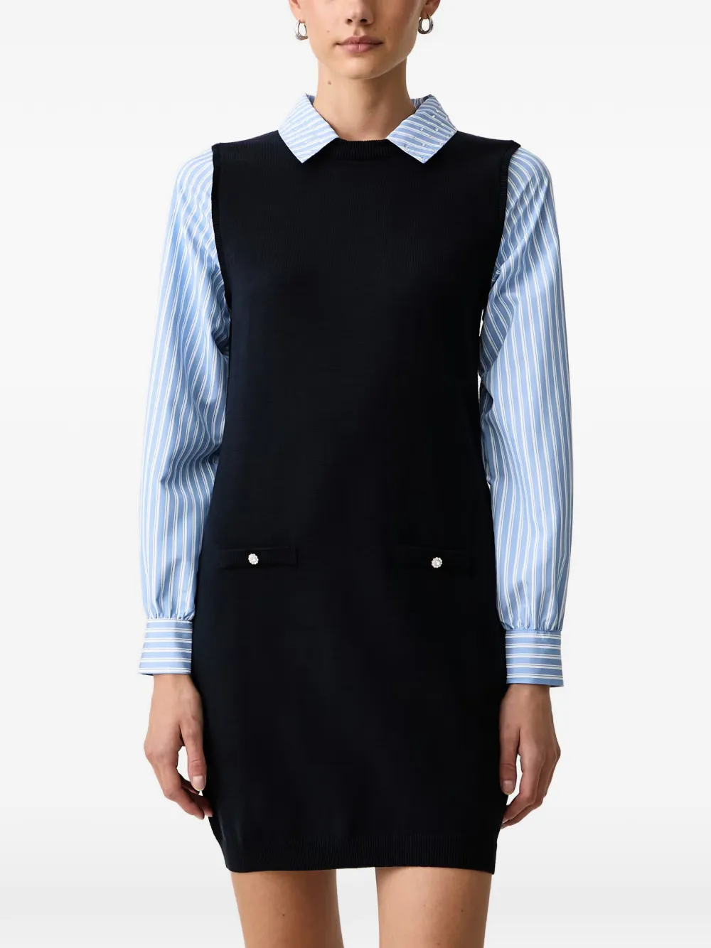 Morgan embellished-button knitted mini dress