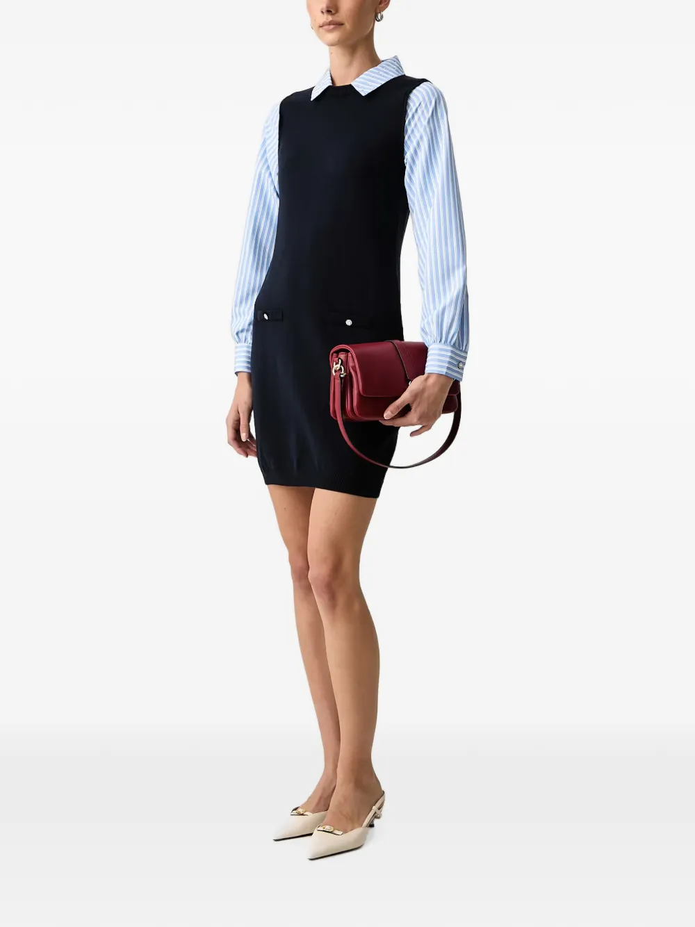 Morgan Gebreide mini-jurk met verfraaide knoop Blauw
