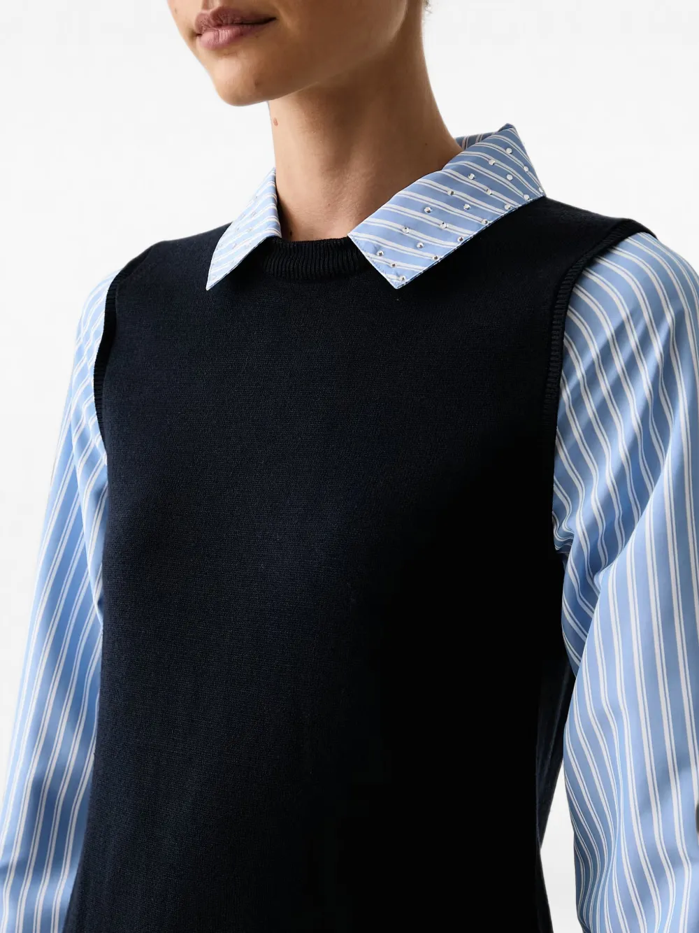 Morgan Gebreide mini-jurk met verfraaide knoop Blauw