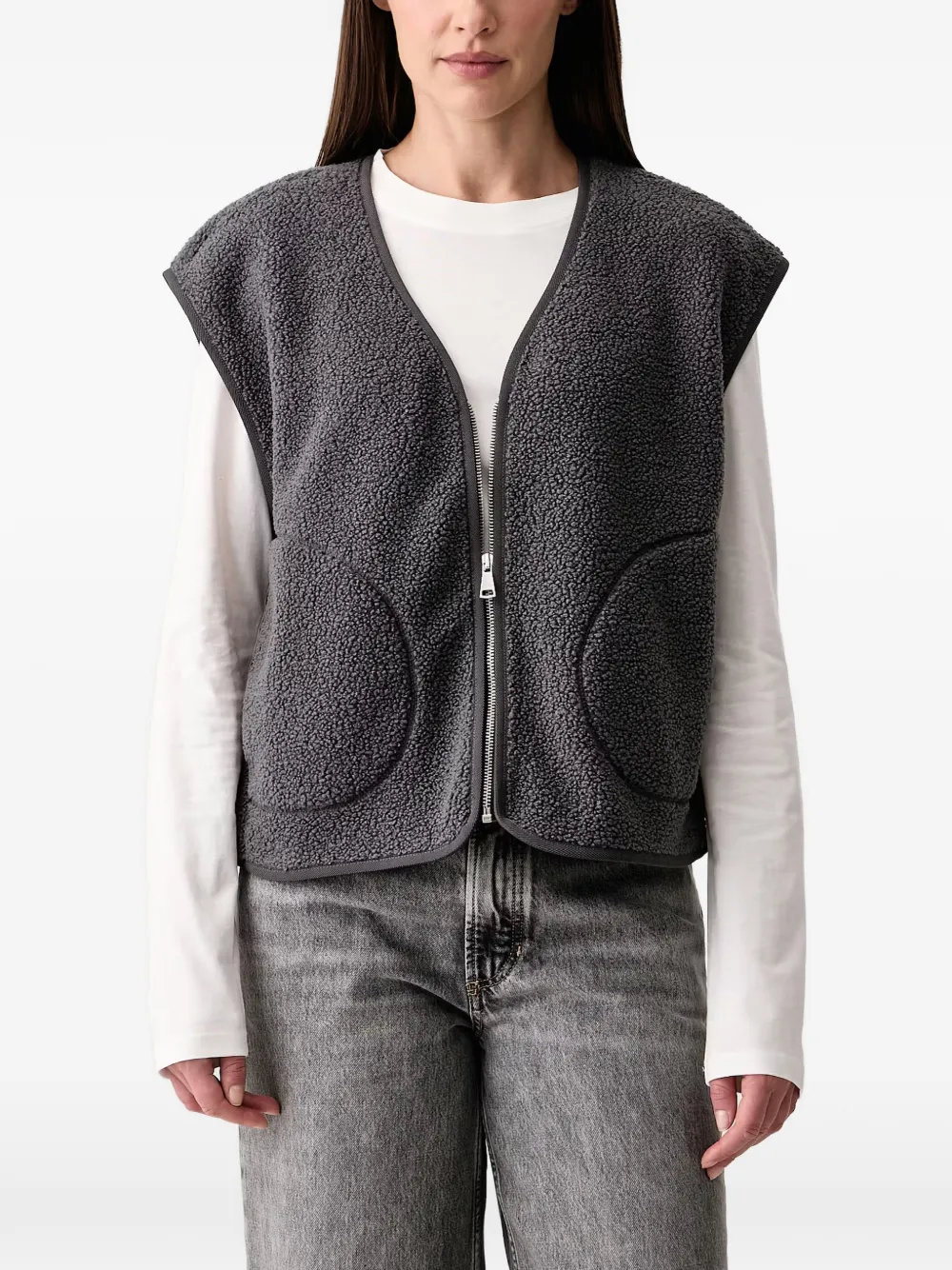 Marc O'Polo fleece zip-up vest - Gris