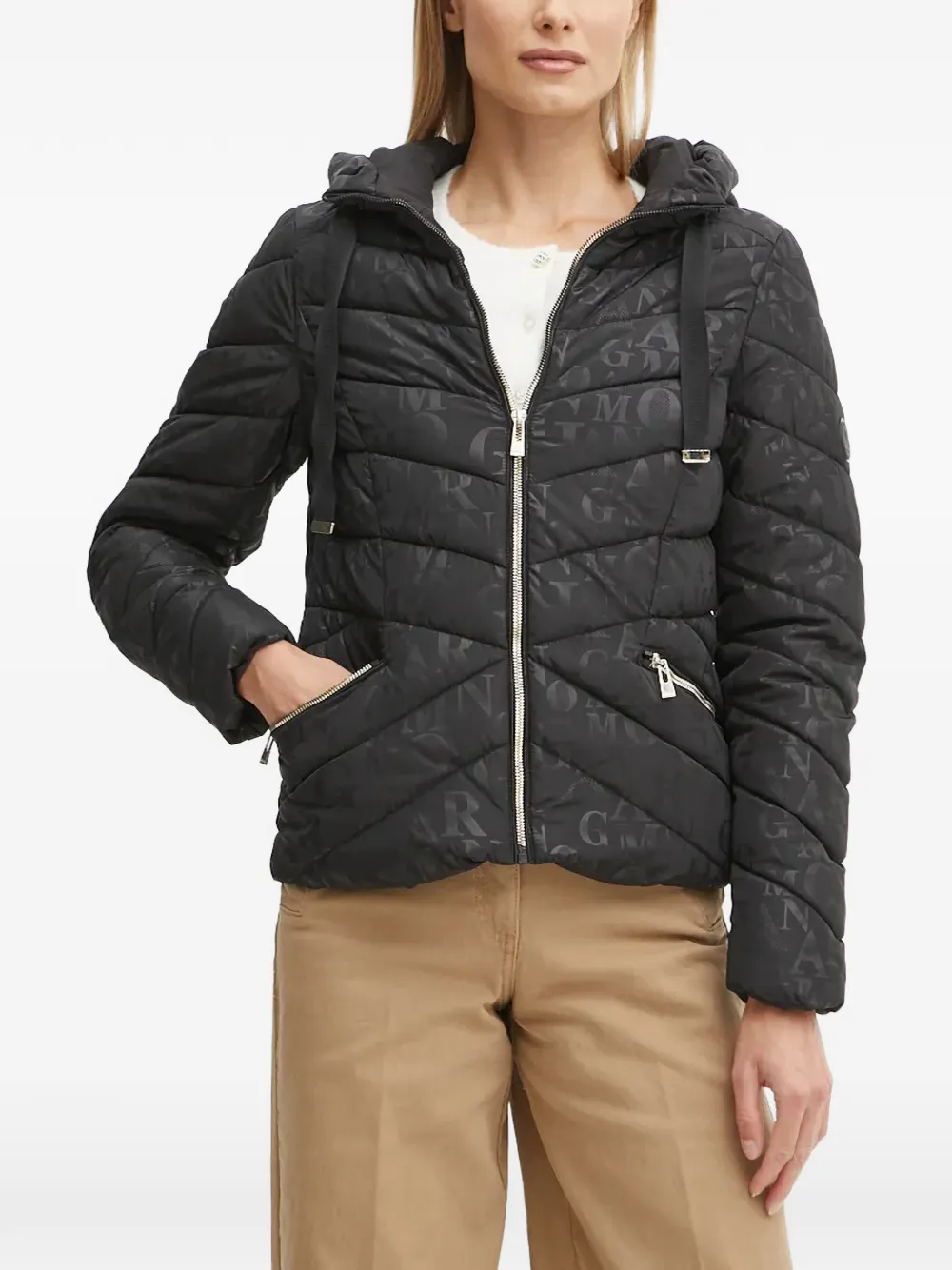 Morgan monogram-print puffer jacket - Schwarz