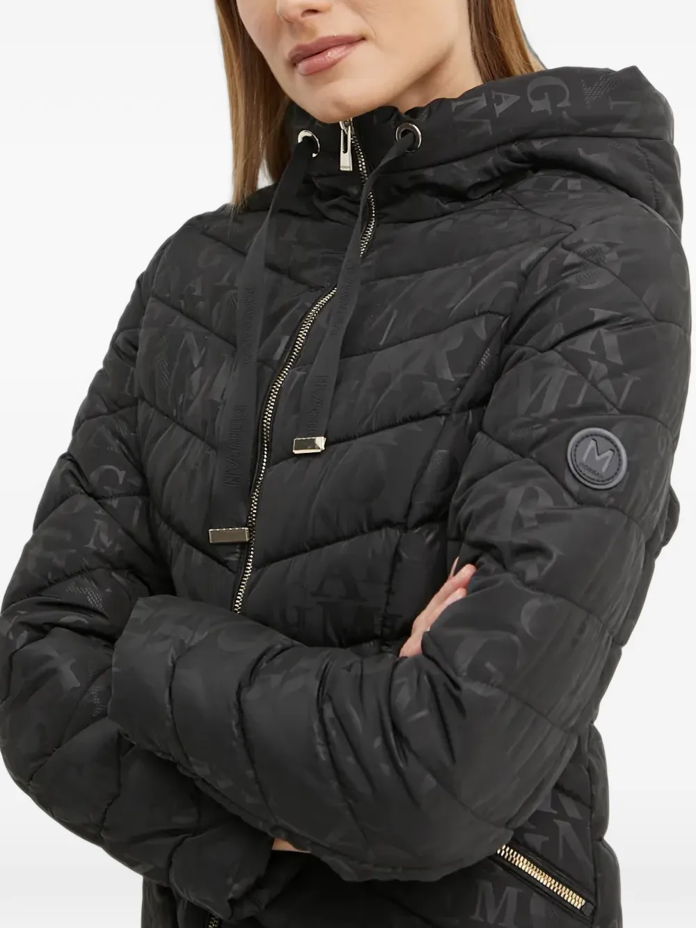 Morgan Donsjack met monogramprint Zwart