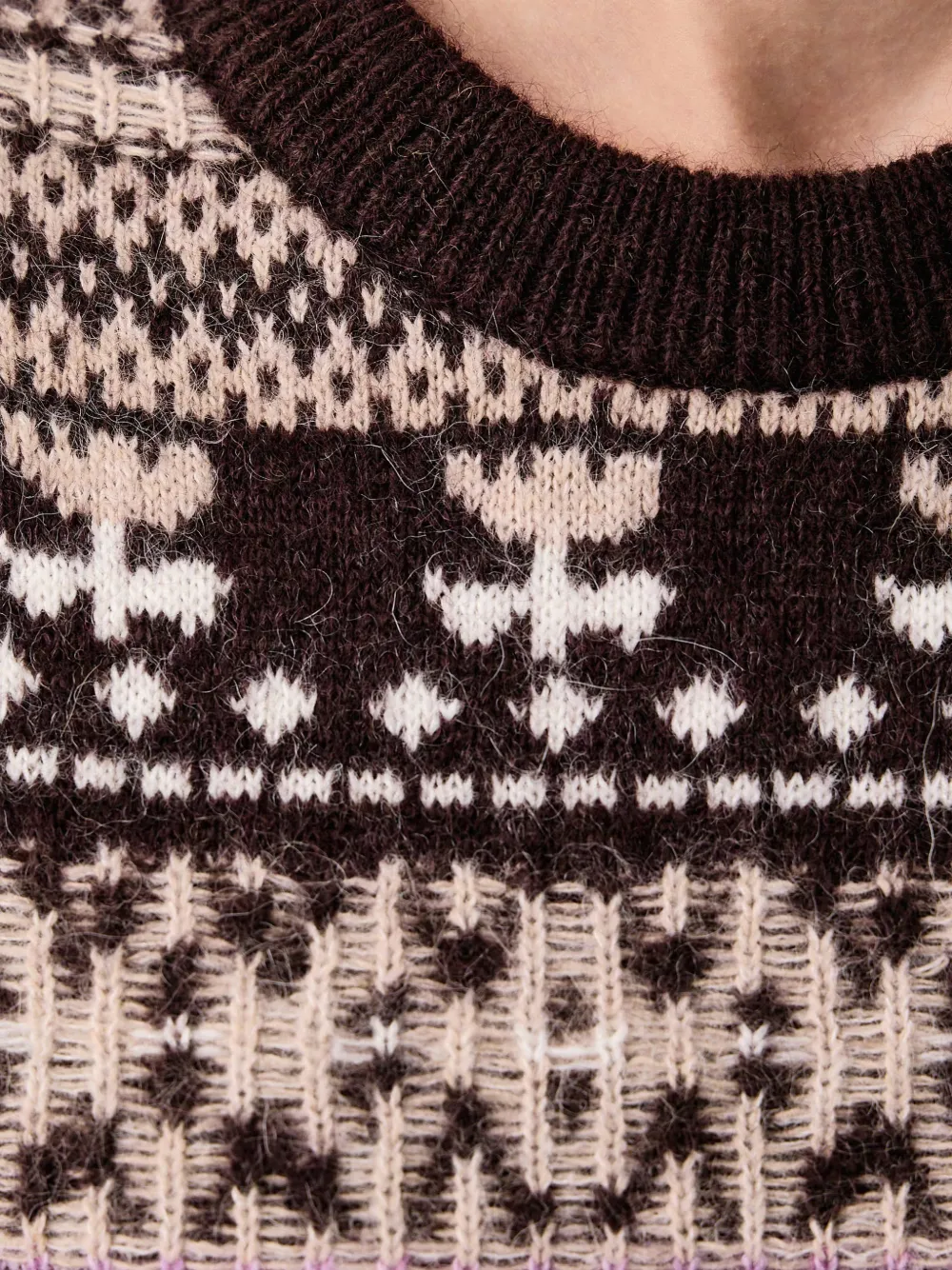Marc O'Polo Gebreide top met Fair Isle-patroon Bruin