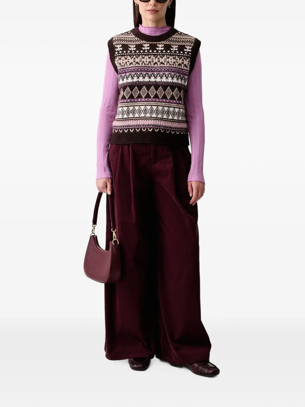 Marc O'Polo Gebreide top met Fair Isle-patroon Bruin