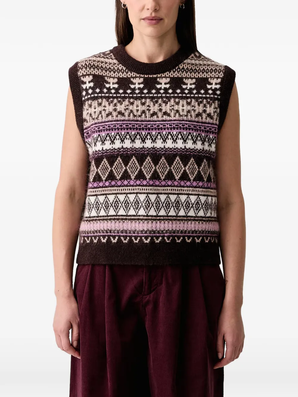 Marc O'Polo débardeur Fair Isle en maille - Marron