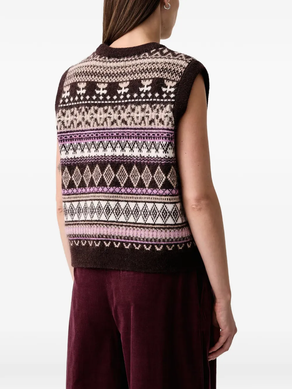 Marc O'Polo Gebreide top met Fair Isle-patroon Bruin