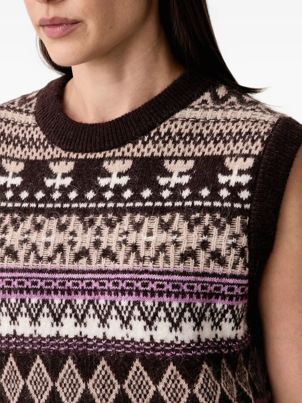 Marc O'Polo Gebreide top met Fair Isle-patroon Bruin