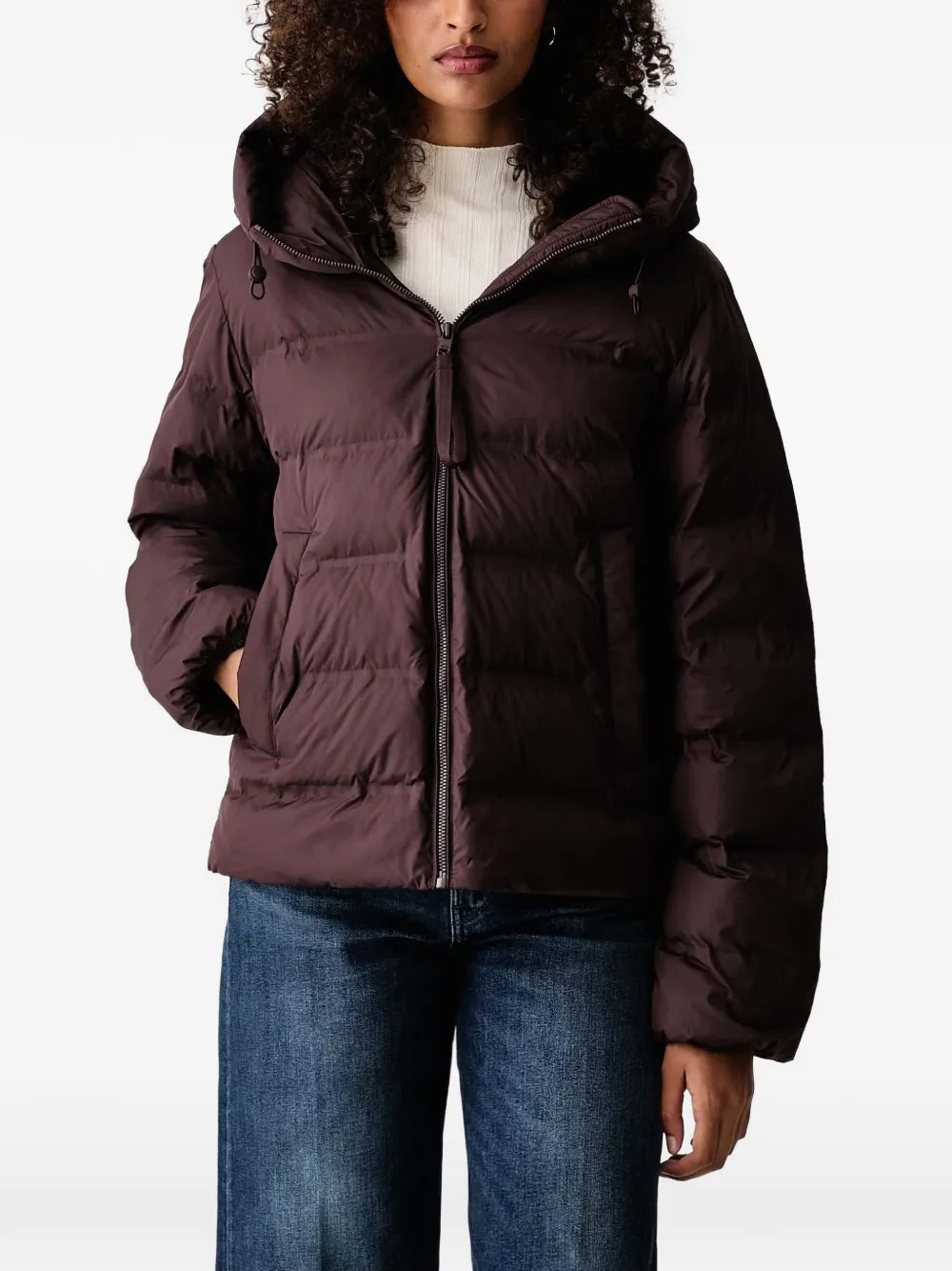 Marc O'polo Hooded Puffer Jacket In Burgundy