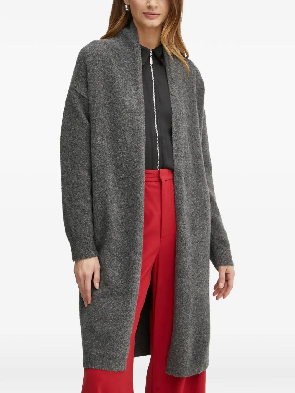 Morgan Mgioia open-front longline cardigan - Gris Morgan Mgioia open-front longline cardigan - Gris