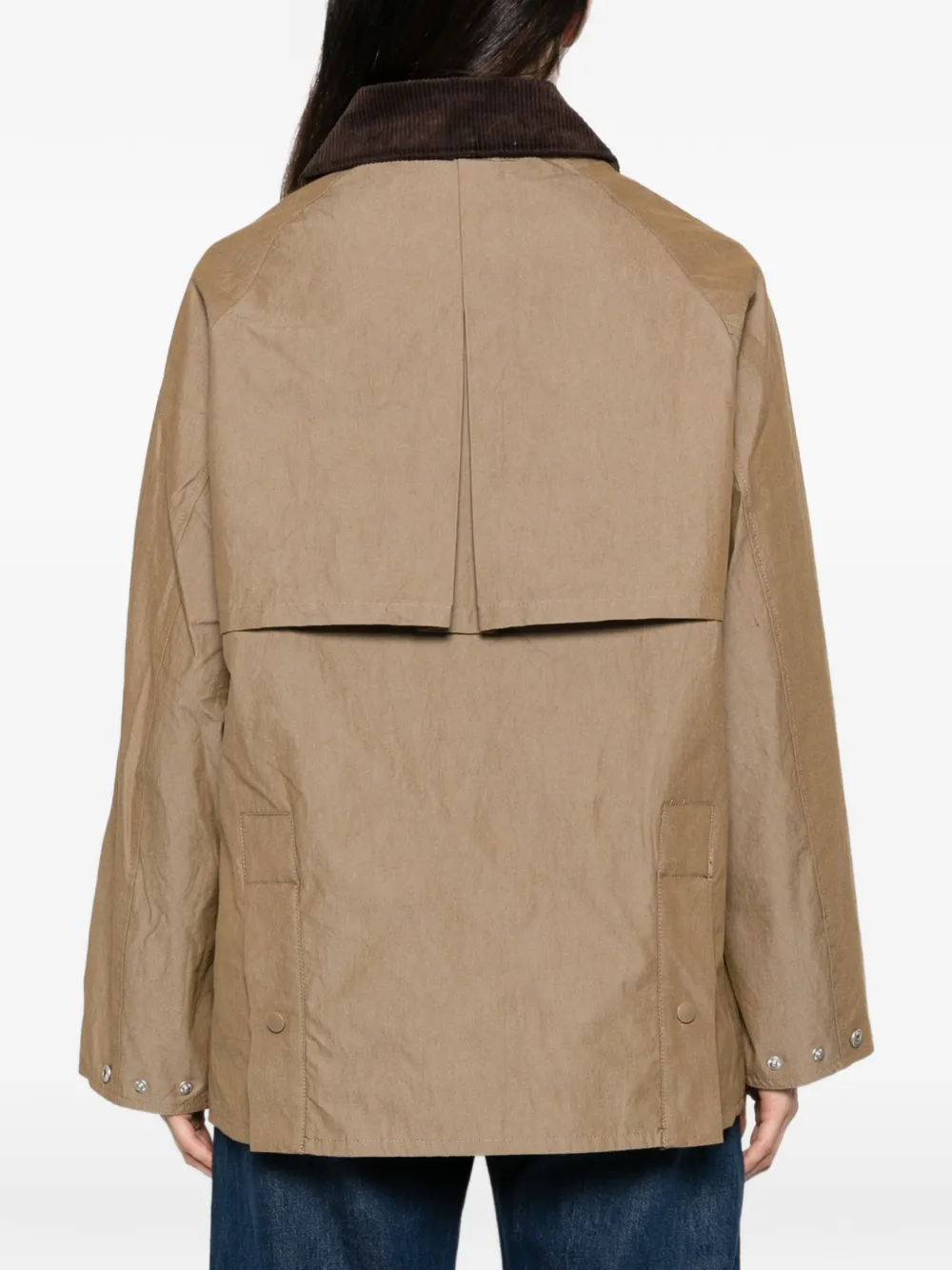 JcSophie Palma jack met ribfluwelen kraag en stormklep Beige