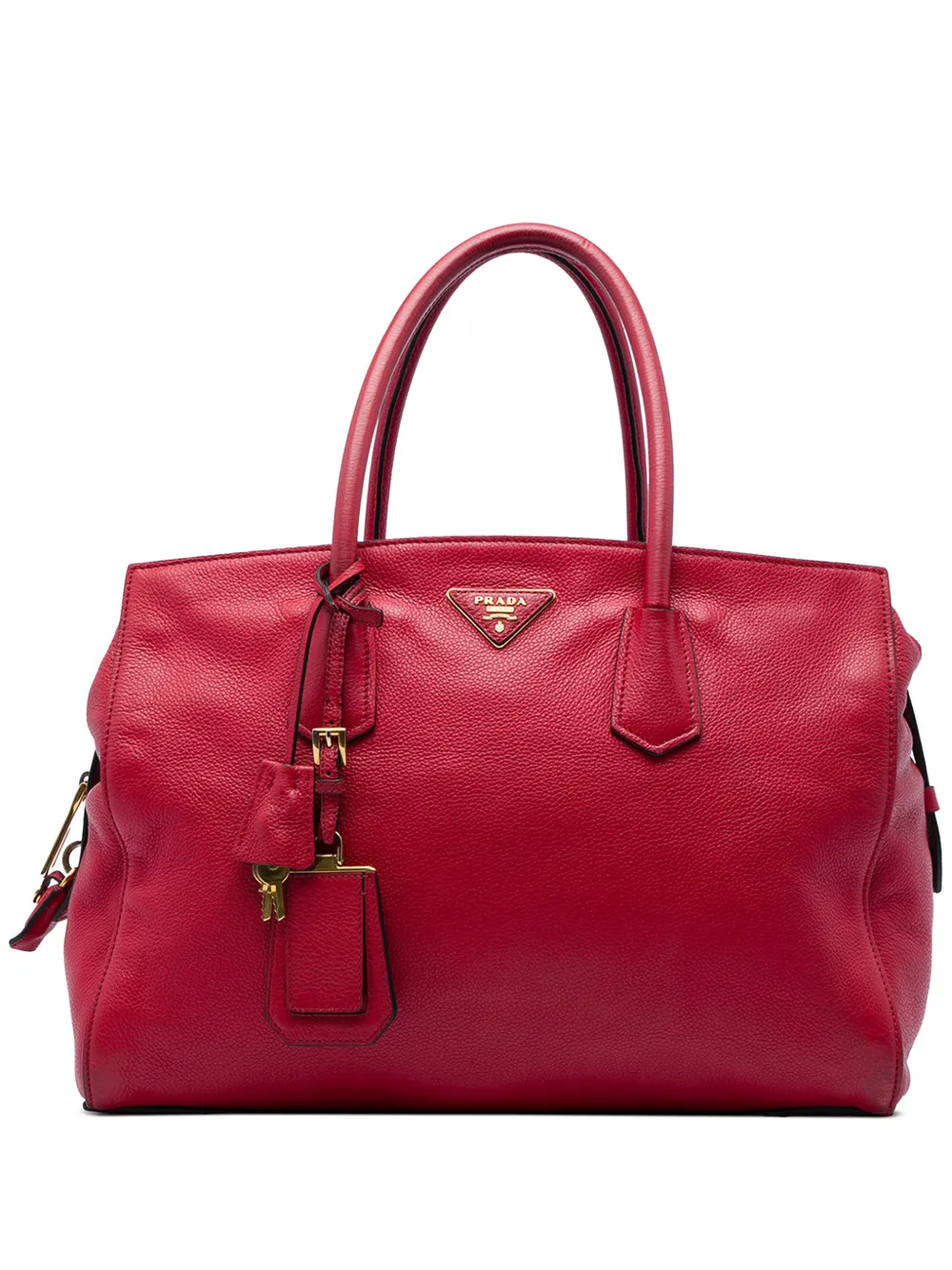Prada Pre-Owned 2000-2013 Vitello Daino Zip Top Convertible Tote satchel - Rosso