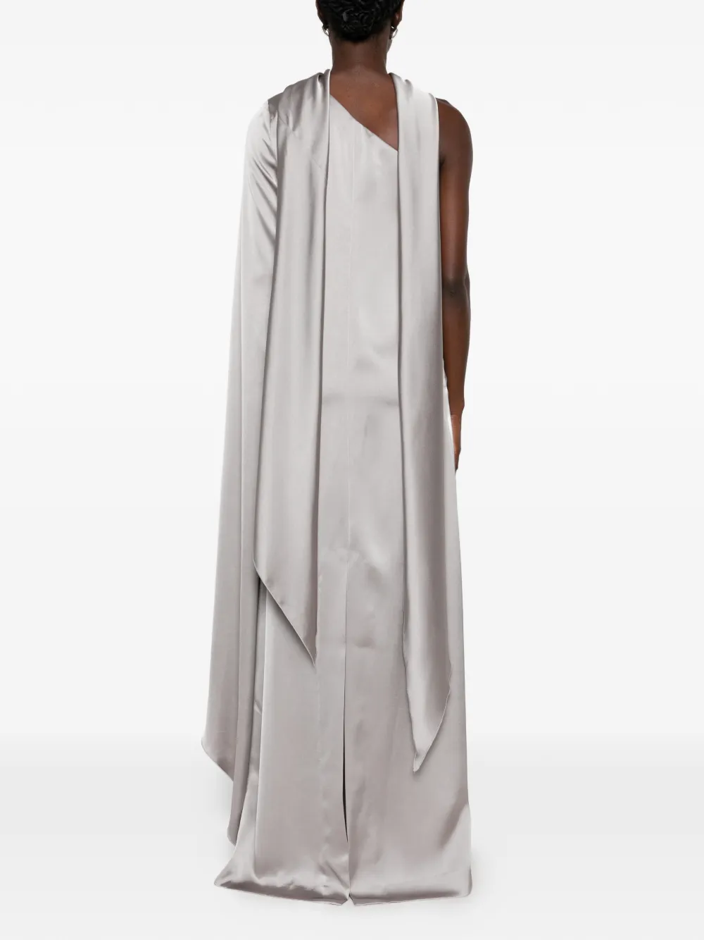Solace London Newman one-shoulder cape maxi dress Zilver