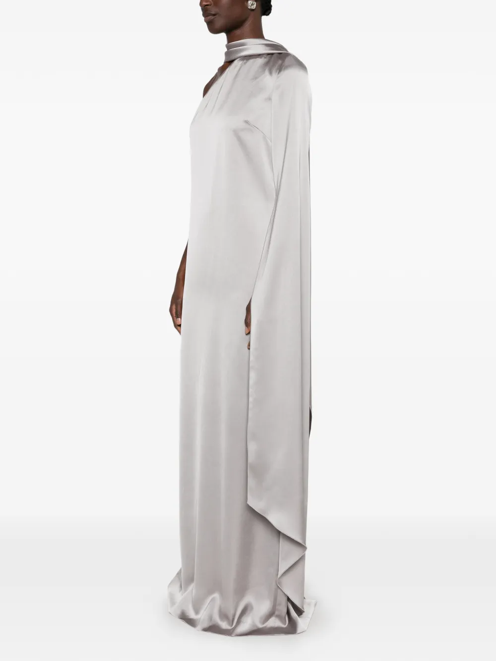 Solace London Newman one-shoulder cape maxi dress Zilver