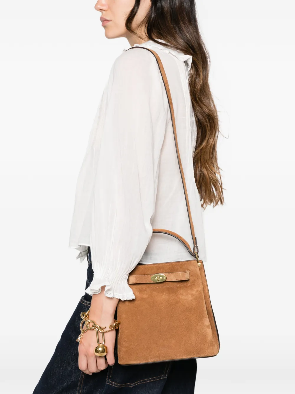 Mulberry Postman's Lock suede tote bag Bruin