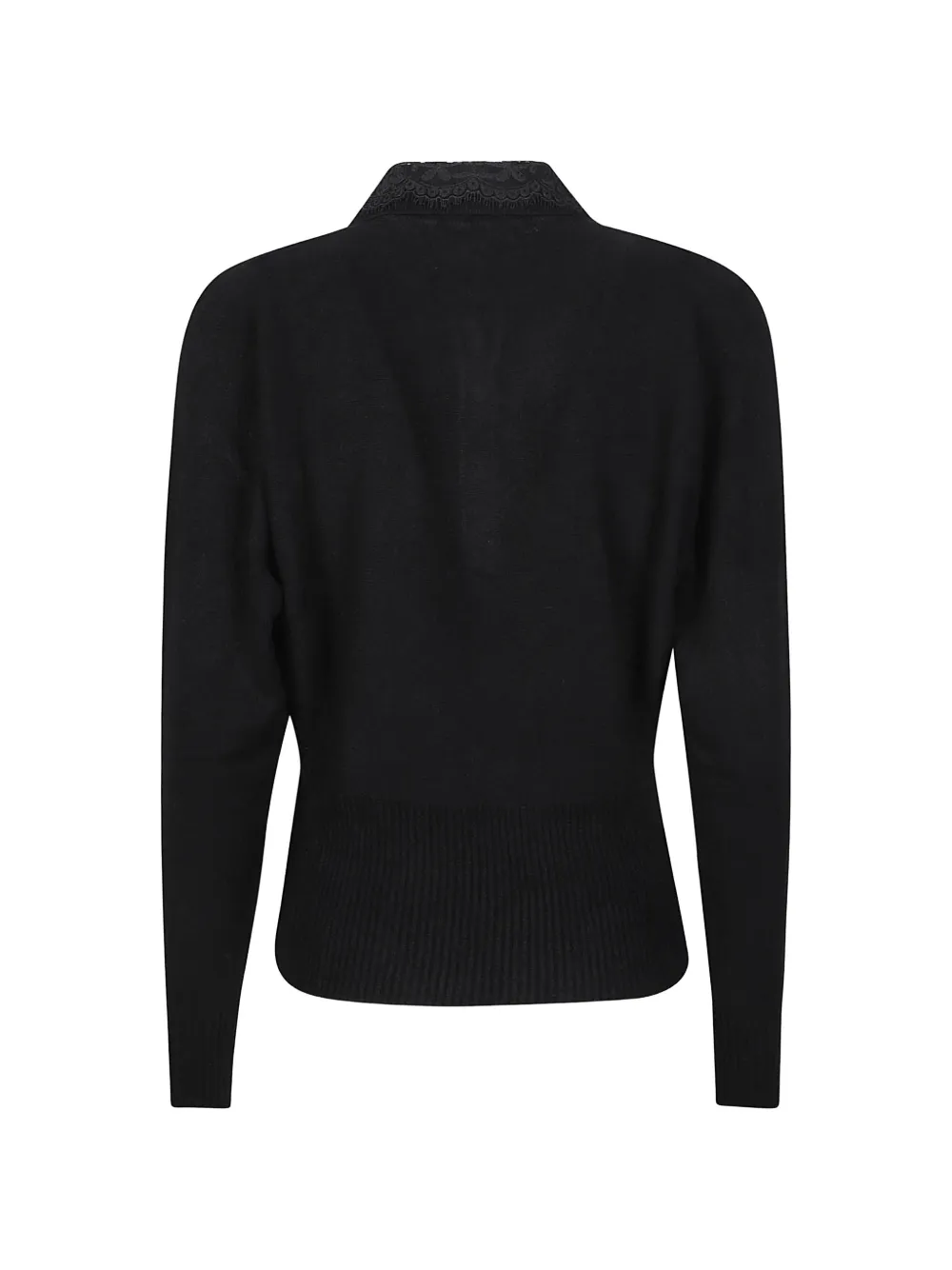 ERMANNO FIRENZE Polotop met kanten kraag Zwart