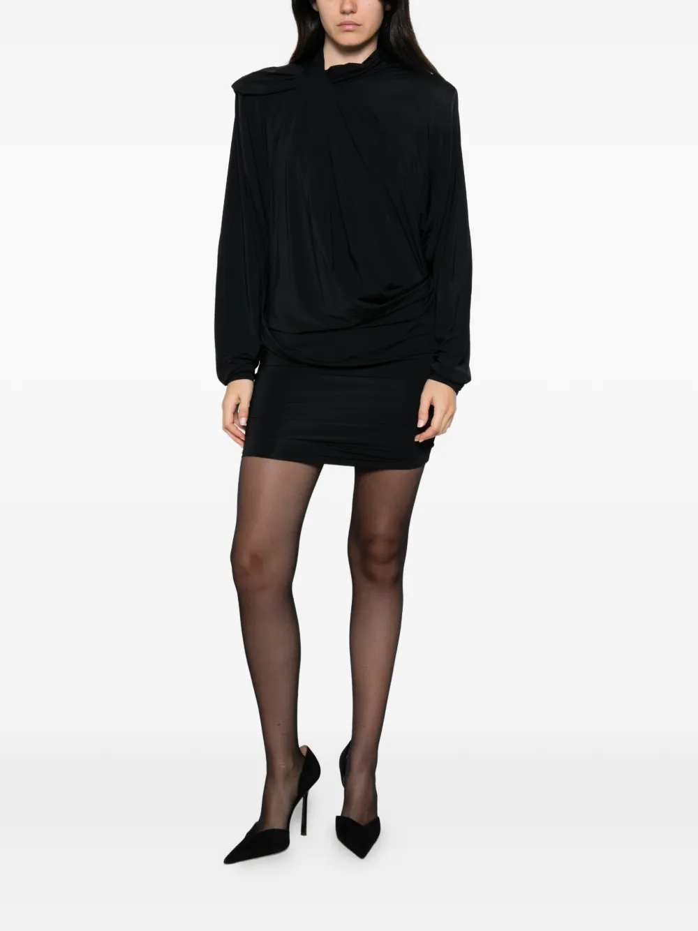 ENTIRE STUDIOS Dalters draped long-sleeve mini dress - Nero