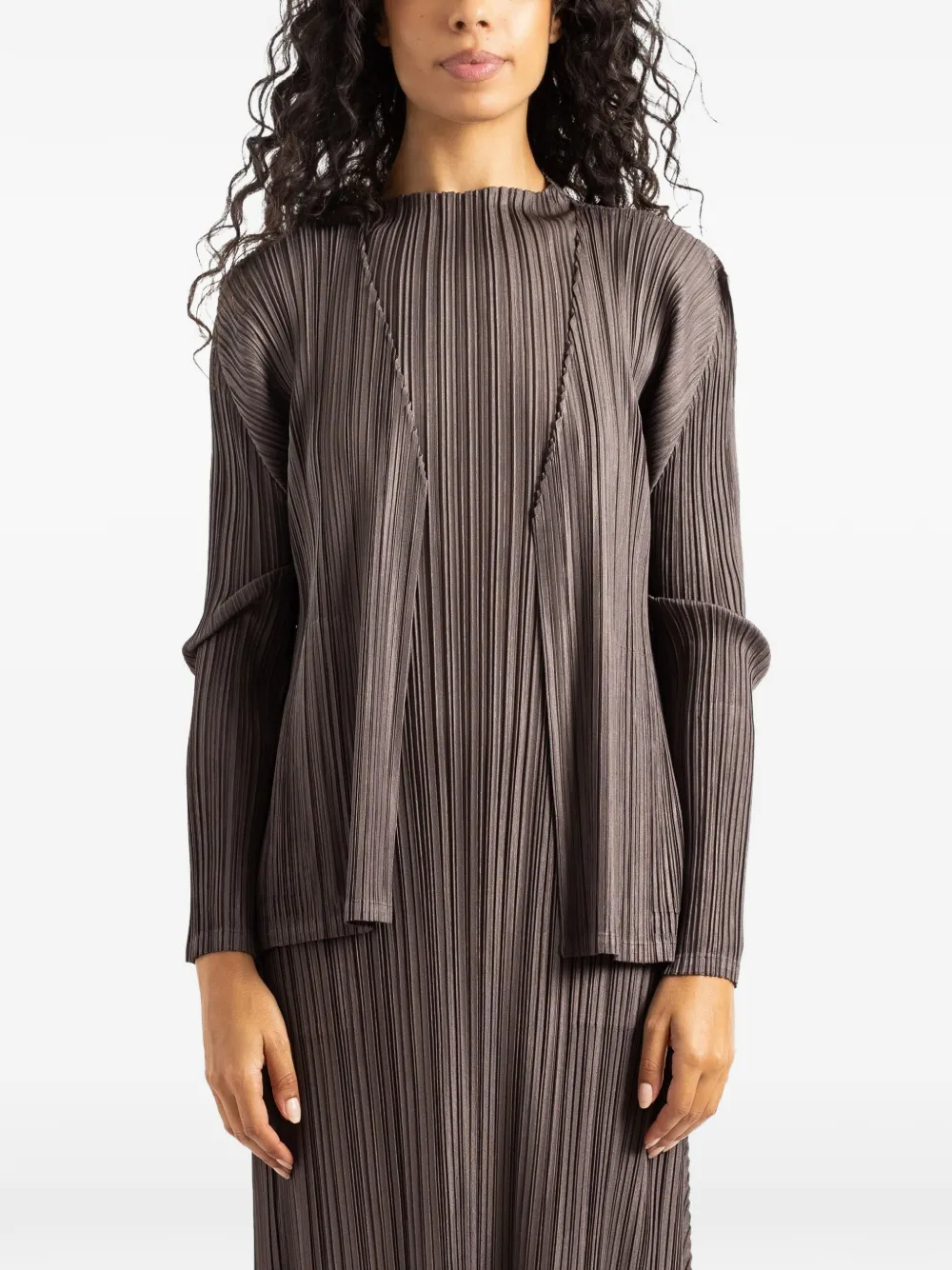 Pleats Please Issey Miyake Mellow Pleats open-front cardigan Grijs