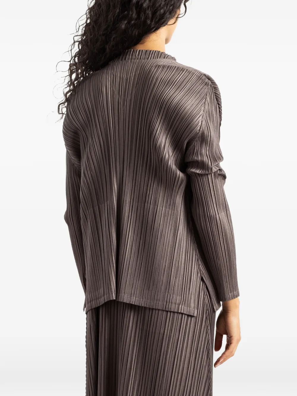 Pleats Please Issey Miyake Mellow Pleats open-front cardigan Grijs