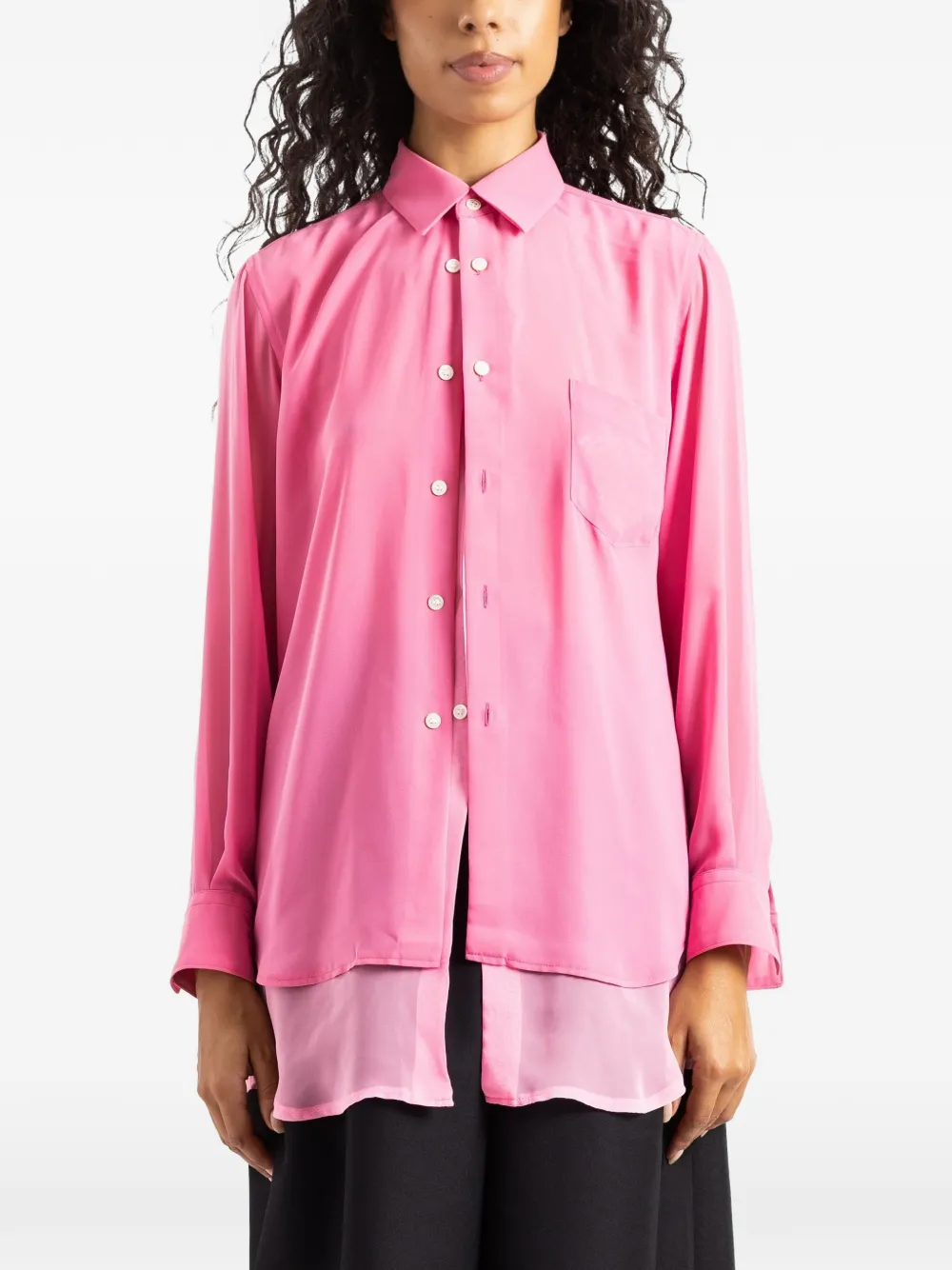 Comme Des Garçons layered-design chest-pocket shirt Roze