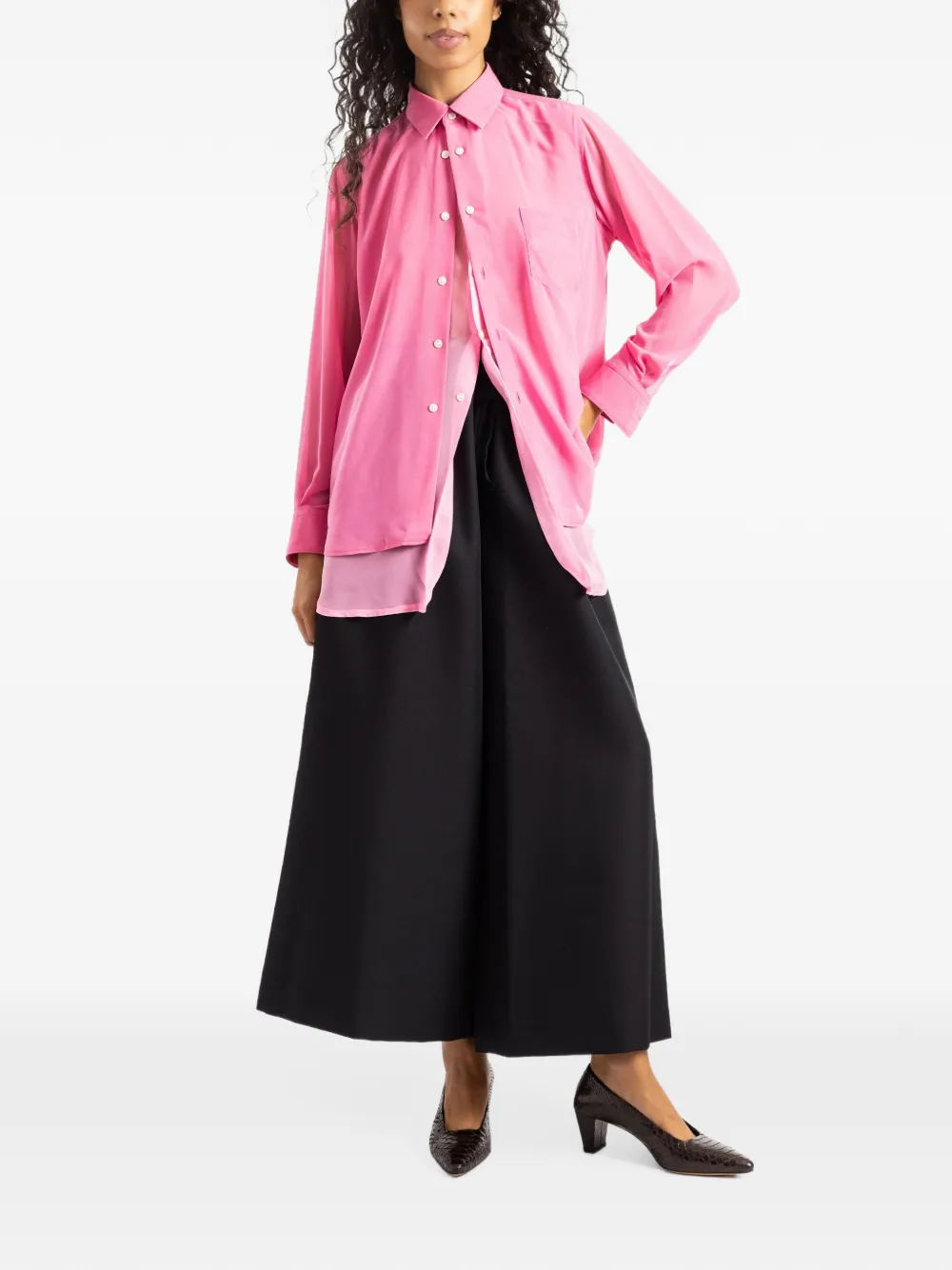Comme Des Garçons layered-design chest-pocket shirt Roze