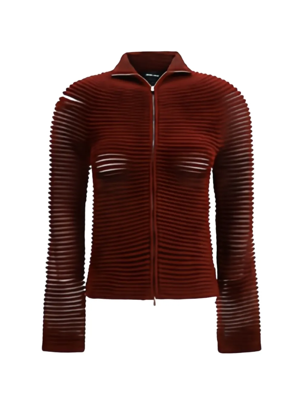 Giorgio Armani Ottoman ribbed zip-up cardigan - Rosso