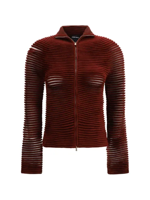 Giorgio Armani Ottoman ribbed zip-up cardigan