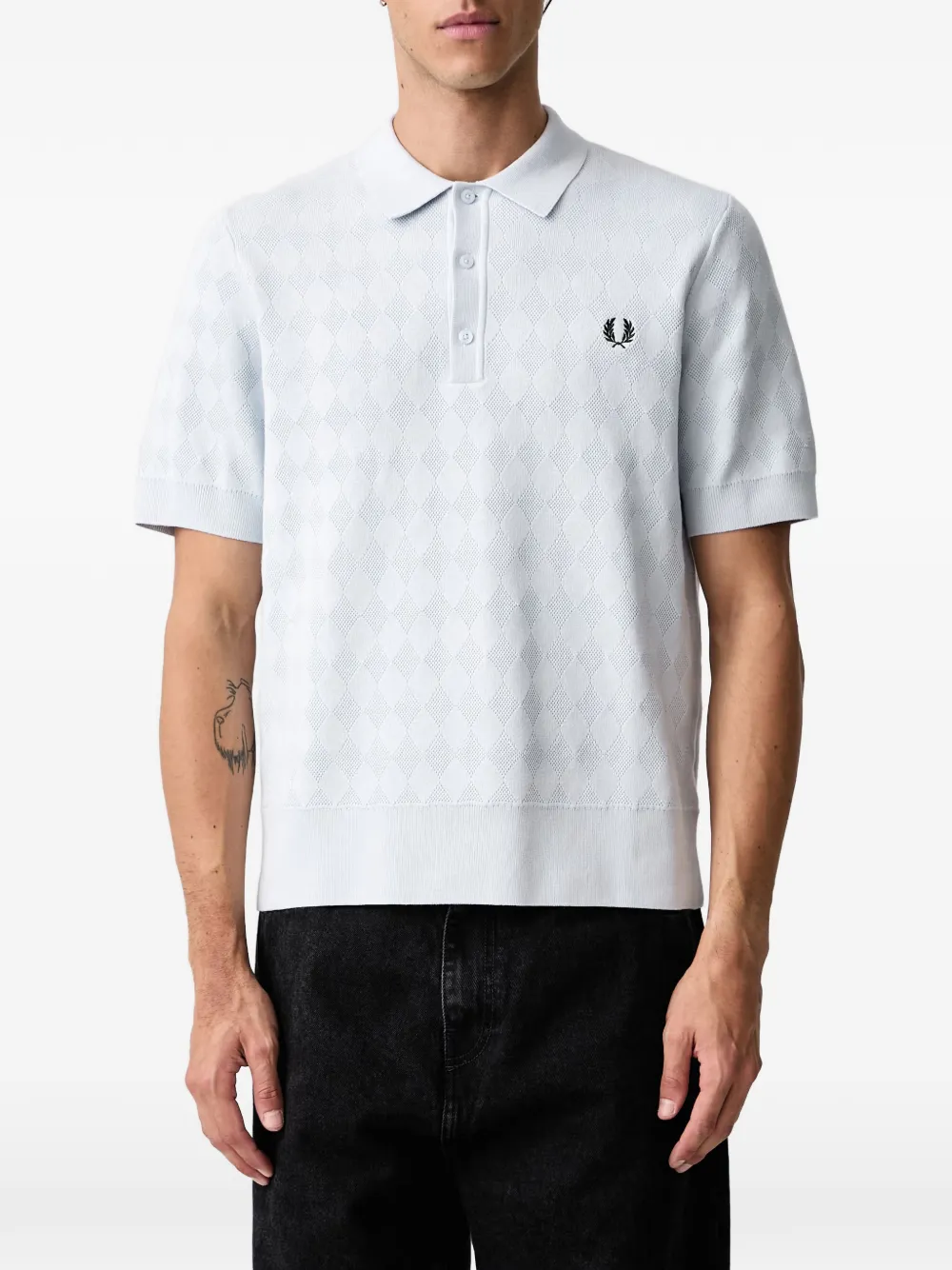 Fred Perry diamond-knit polo shirt Blauw