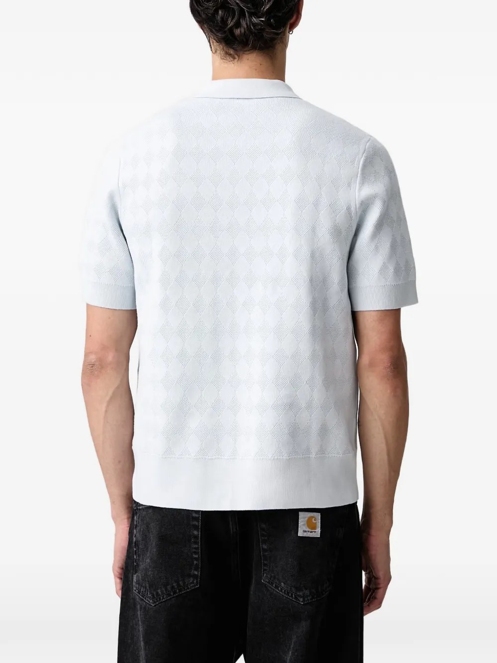 Fred Perry diamond-knit polo shirt Blauw