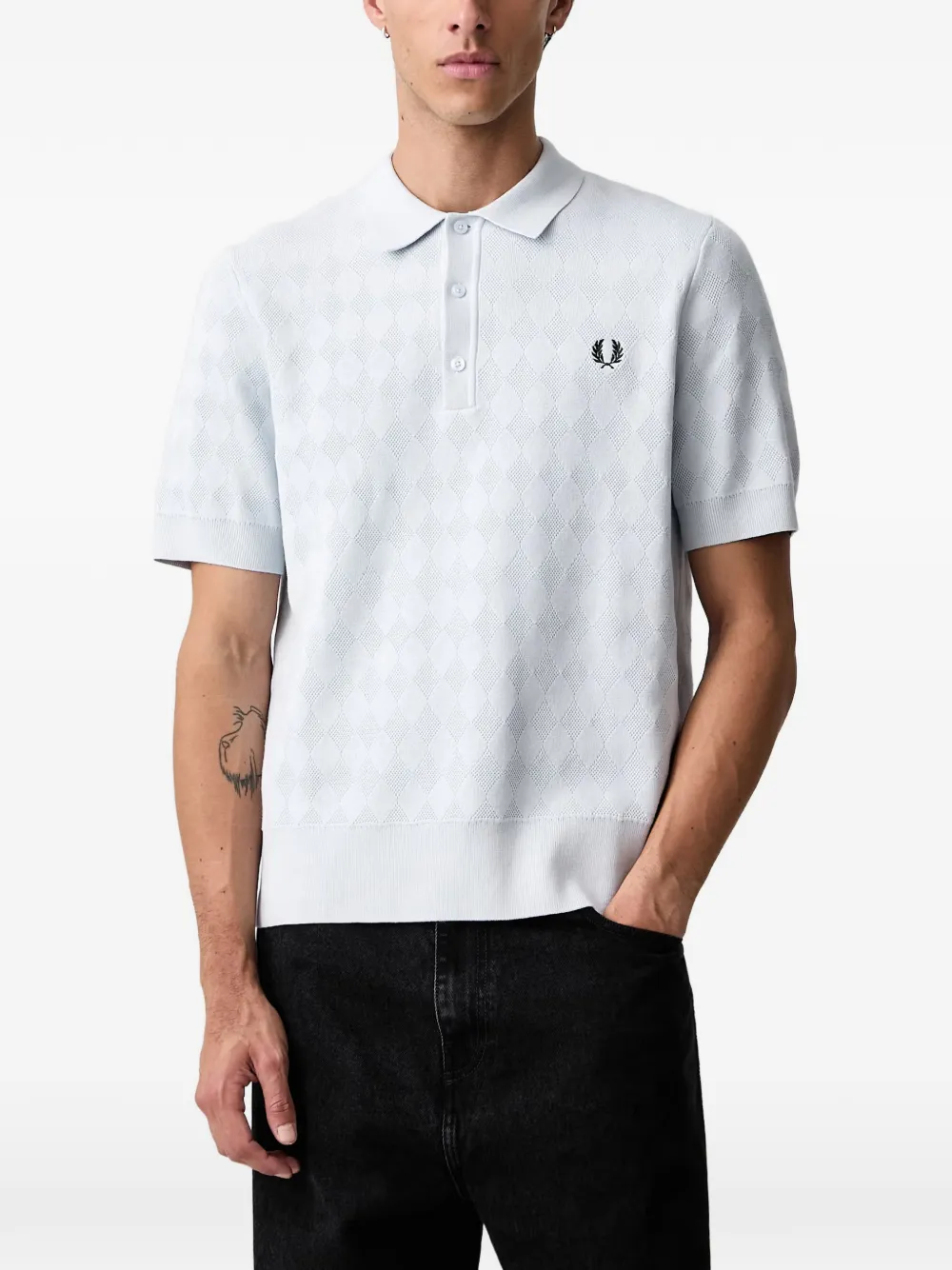 Fred Perry diamond-knit polo shirt - Blu