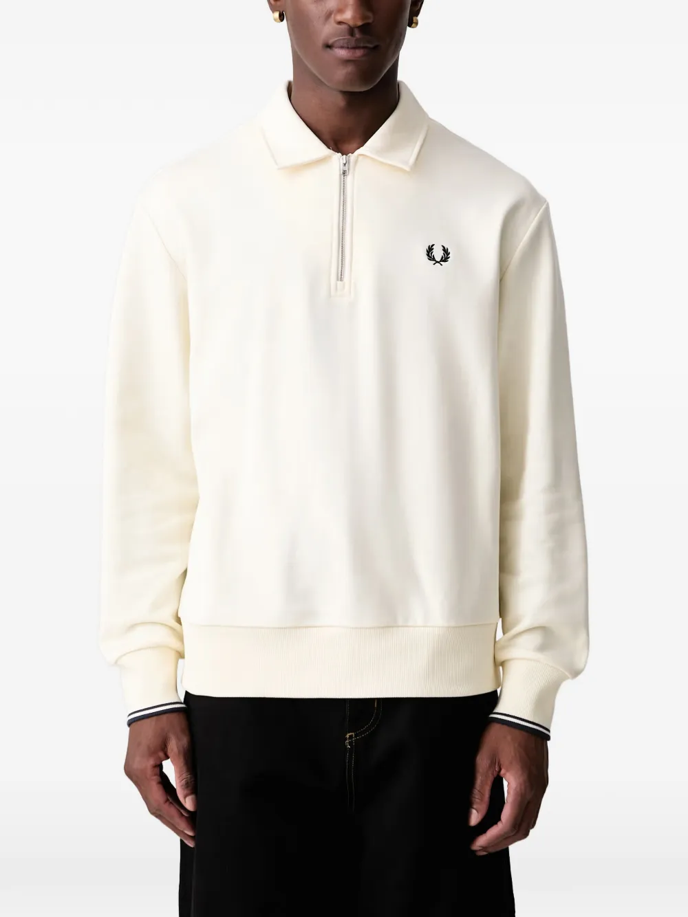 Fred Perry quarter-zip Laurel Wreath polo shirt Beige